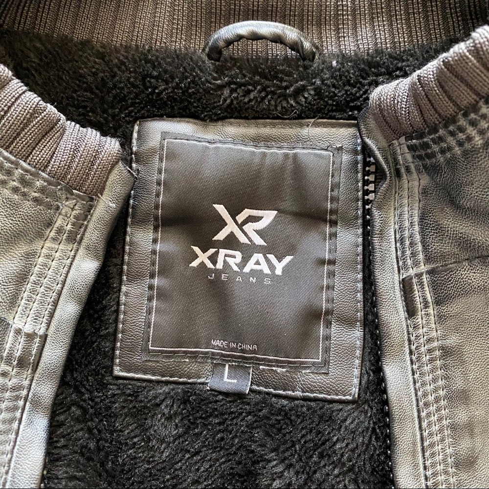XRAY Jeans Gray Faux Leather Sherpa Lined Jacket - Picture 4 of 9